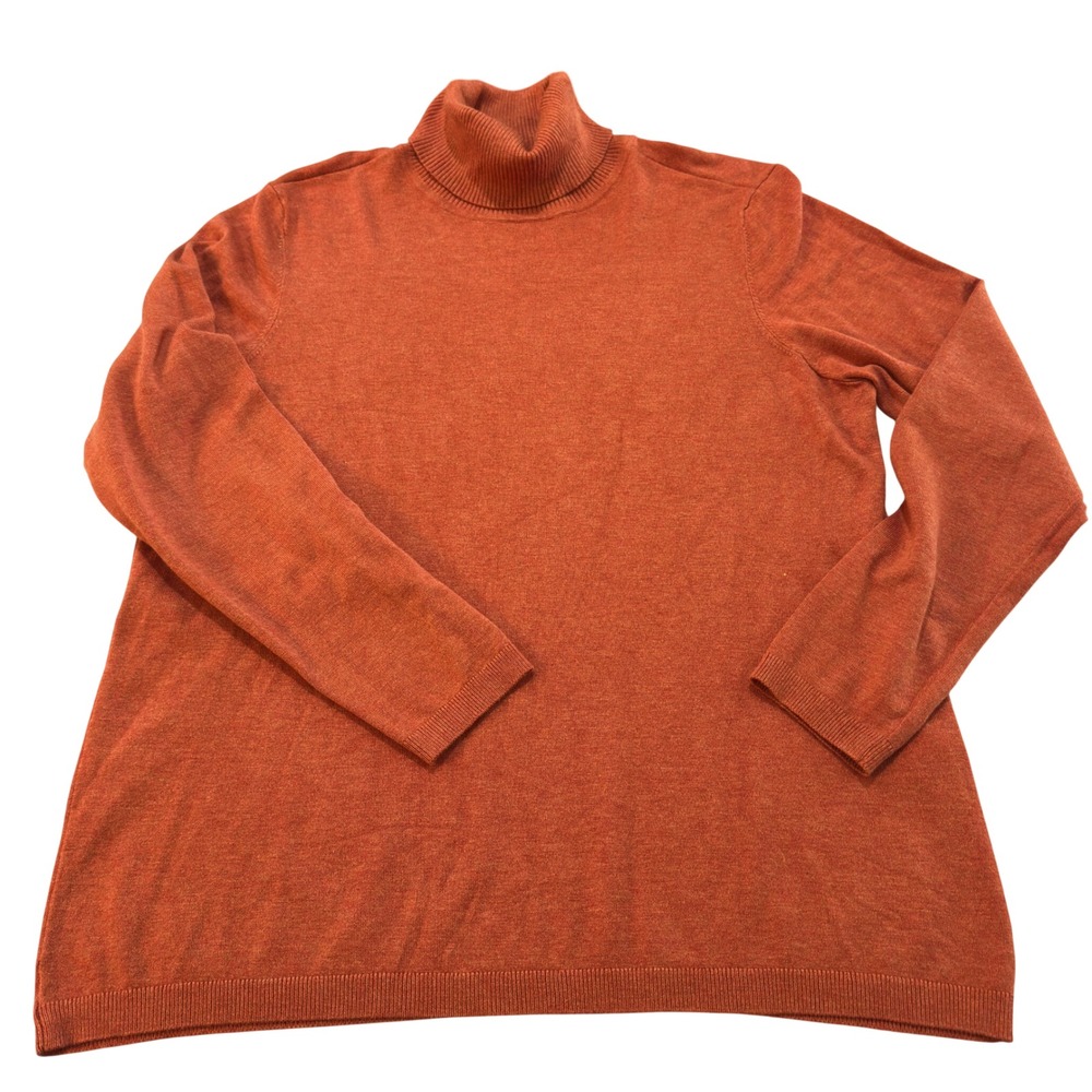 Chico's Turtleneck Sweater Modern Orange‎ Rayon Nylon Solid Size 2 L